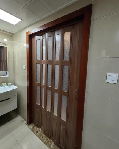 Generisch Falttür aus braunem PVC, mattiertes Acrylglas, ideal als Schrank- oder Raumteiler, Größen: 40 x 80 Zoll bis 80 x 80 Zoll (72 x 80 Zoll = 183 x 203 cm) – Stilvolle und platzsparende Lösung