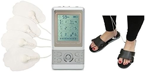 Healthmateforever 6 Modes Portable Electrotherapy Device + Extra Reflexology Sandal for Feet Pain Relief Silver