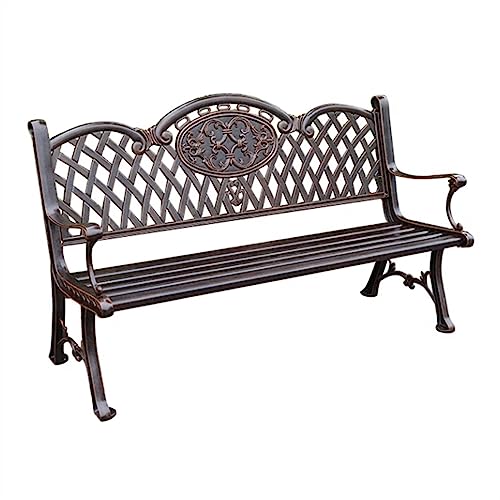 Banco de muebles de jardín Banco de patio al aire libre de 59.0 pulgadas con respaldo y reposabrazos, banco de jardín de metal de aluminio fundido duradero, banco de parque al aire libre for patio, po