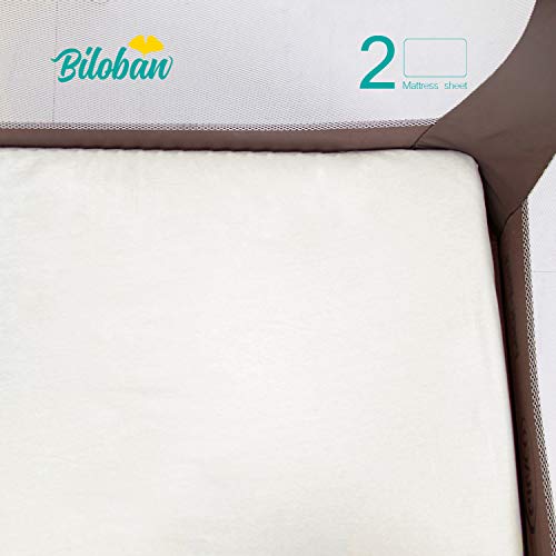 Organic Cotton Pack N Play Sheets, 2 Pack Portable Playard/Mini Crib Mattress Sheets, Ultra Soft, Cream White, Pre-Shrink #TOP5