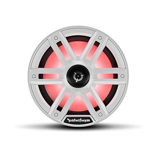 Image of Rockford Fosgate M2-8H Color Optix 8 inch Marine Speakers - White(Pair) | 2-Way Coaxial /Horn Tweeters, Sport and Stainless Grilles Options, Offering Ultra Bright Multicolor LED Lighting Experience