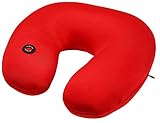 GPCT Microbead Massage Neck Pillow (U Shaped, Massage Vibrations, Ultra Comfort, Neck Support, Relaxation, Home & Travel Pillow) - Red