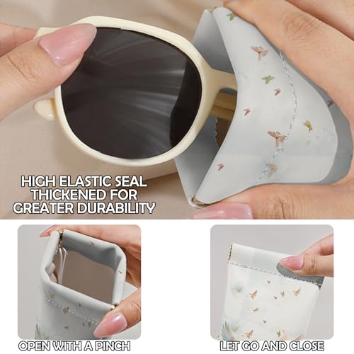 Image of 2 PCS Glasses Eyeglass Sunglasses Case Pouch Soft PU Leather Cute Aesthetic with Cleaning Cloth for Boys Men Man