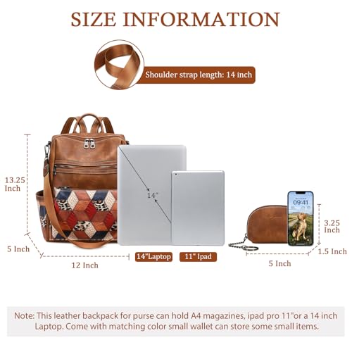 Image of AGLOD Leather Backpack Purse for Women Designer Ladies Shoulder Bag Fashion Faux Work Travel Handbags
