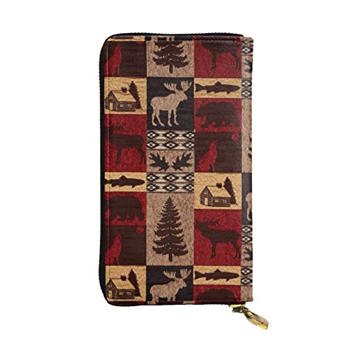 Portefeuille moderne pour femme Lodge Bear Deer Fish finitions soignées