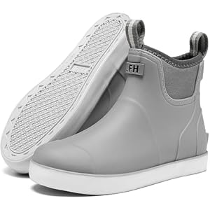 Women’s Deck Boots, Waterproof Ankle Rain Boots with Anti-Slip Traction, Rubber Garden & Fishing Boots for Boating, Camping, Farming & Outdoor Work