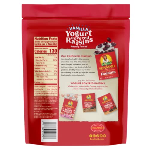 Image of Sun-Maid Vanilla Yogurt Coated Raisins - (12 Pack) 8 oz Resealable Bag - Yogurt Covered Dried Fruit Snack for Lunches and Snacks
