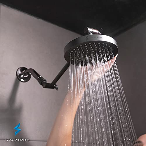 Sparkpod Shower Head - High Pressure Rain - Luxury Modern Look - Tool-Less 1-Min Installation - Adjustable Replacement For Your Bathroom Shower Heads (Vintage Oil Rubbed Bronze, 6 Inch Round) #TOP3
