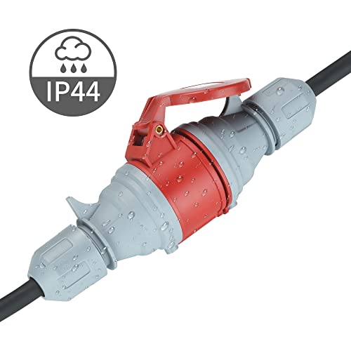 CEE Verlängerungskabel 0,5m Starkstromkabel H07RN-F 5G 2,5mm² 400V 16A, 5-polig CEE-Verlängerung mit Phasenwendestecker, IP44 Starkstrom-Verlängerung für Baustelle, Industrie, Außenbereich