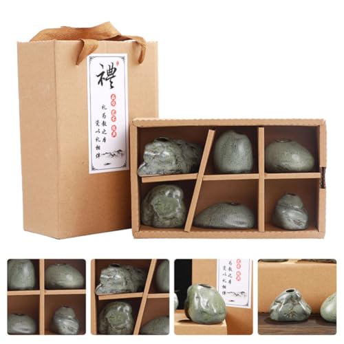Mini jarrones de cerámica verde decorativos pequeños para flores y manualidades 8