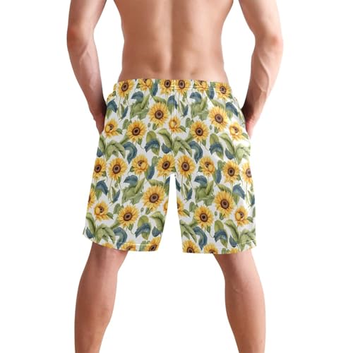 Sunflower Flowers Men's Sportwear Swim Trunks Quick Dry Board Shorts with Lining S B04024663