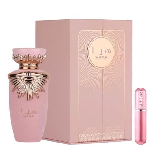 Perfume Haya 100ml | Perfume Árabe para Mujer de Larga Duración | Eau de Parfum Floral Dulce + Regalo Atomizador Recargable 5ml Drikanbest