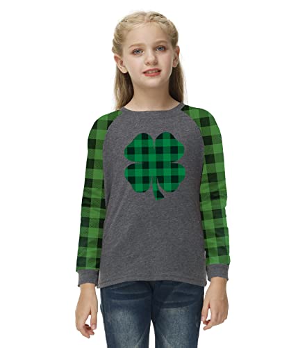 Image of Remimi Girls Thanksgiving Shirts Buffalo Plaid Raglan Tee Cute Turkey Holiday Party Long Sleeve Tshirt 5-14 Years