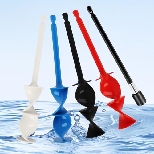 FunWorth 4 Stück Farbrührer mit Verlängerungsstange, Farbmischer Epoxidharz Rührer für 1/4 Bohrer, Wiederverwendbare Farbmischer für Epoxidharz, Farbe, Pigmente, Keramikglasur (Runden-5pcs)