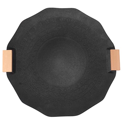 Tissting Non-Stick Cast Aluminum Grill Pan,BBQ Round Universal Grill Pan,Portable Grill Griddle for Indoor Stovetop or Outdoor Camping BBQ 34.5x34.5cm/13.6x13.6in (Black Geometric 40cm)