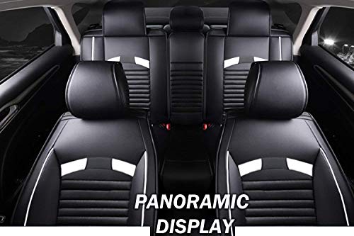 Big Ant Car Seat Covers, Leatherette Seat Covers Waterproof Breathable 5 Seats Full Set Front Back Cover 12 PCS - Fit Most Car, SUV, or Van (Black and White)