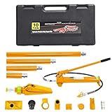 10 Ton Porta Power Hydraulic Kit - Heavy Duty Lift & Frame Repair Set, Industrial Ram System with Pump, 4.6ft Hose, Portable Auto Body Tool for Shop, Garage, Farm, Construction, Carrying Case Included