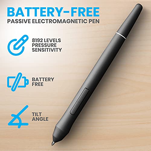 Image of SereneLife Graphic Tablet with Passive Pen - 15.6 inch Full-Laminated Technology Art Monitor w / 8192 Pressure Levels Battery-Free Stylus - Digital Drawing, Online Teaching, Design - for MAC, Windows OS