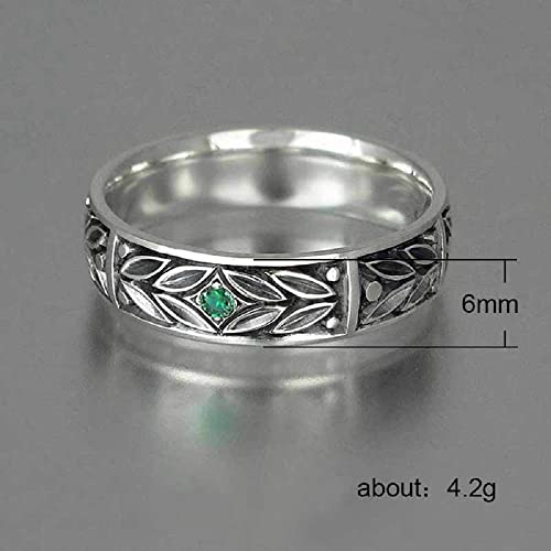 Vintage Jewelry Irish Celtic Knot Ring Band Marquise Leaf with Emerald CZ Zircon Wedding Band Ring US Size 6-10 (US Size 10)2