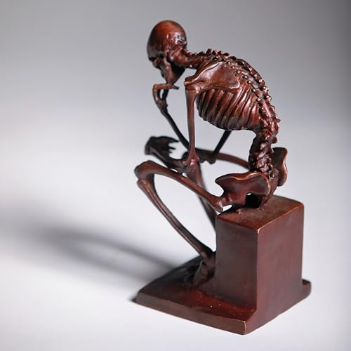 Escultura de Esqueleto Pensante en Bronce 8x6x4 in miniatura 5