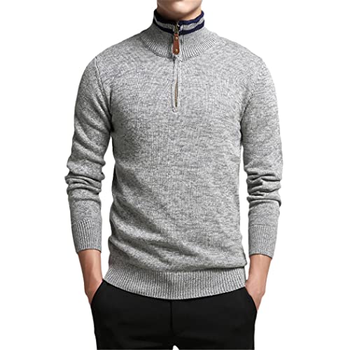 Pull d'hiver pour homme en coton avec zip pour les sorties urbaines décontractées