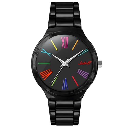 Letoff Women's Watch with Colorful Roman Numerals, Interchangeable Metal Strap (No Tools Needed...