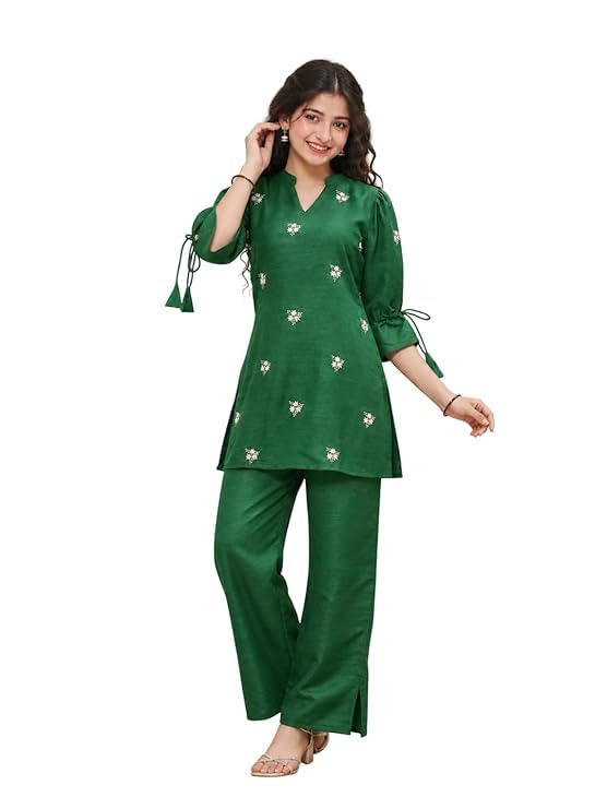 Image of RP ECOM Girls Cord Set dress for Girls | Top Kurta and Palazzo Pant Set | Ethnic & Casual Wear Outfit | Kurta Suit set for kids girls