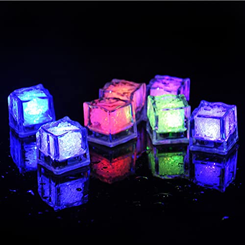 Cubos de hielo LED impermeables 12 piezas multicolor miniatura 3