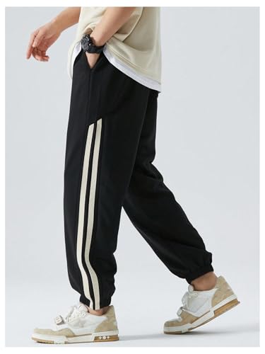 Verdusa Men's Striped Sweatpants Drawstring Waist Ative Pants Casual Joggers with Pockets2