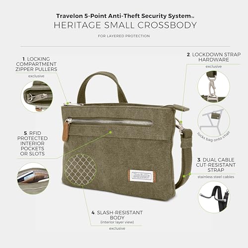 Image of Travelon Women's Anti-Theft Heritage Small Crossbody Cross Body Bag