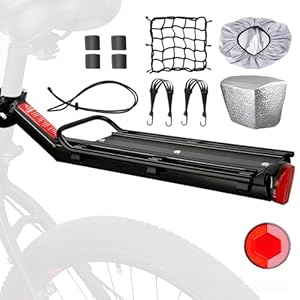YUJUVI Fahrrad Gepäckträger Mountainbike Aluminiumlegierung Gepäckträger MTB Einstellbare Schnellspanner Fahrrad hinten Sattelstütze Rack mit 20 lbs Gewichtskapazität mit Zubehör und Reflektor