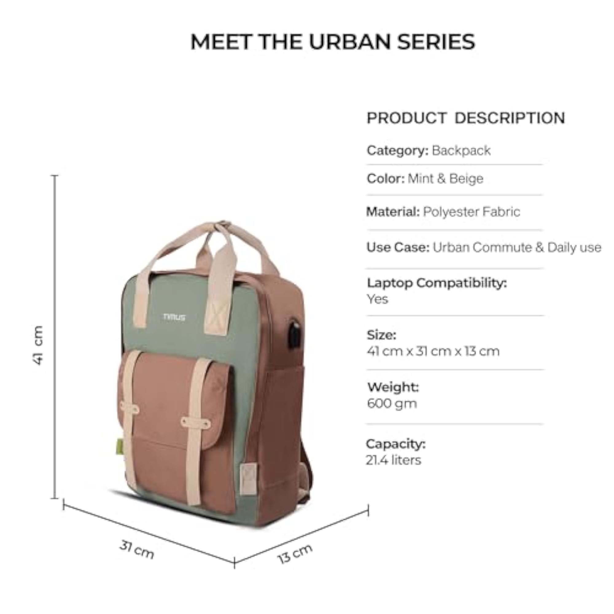 Unisex Miami Polyester Casual Backpack, 21L for College & Travel