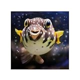 artboxONE Poster 50x50 cm Natur Fugu der Kugelfisch - Bild unterwasserwelt bubbles fisch