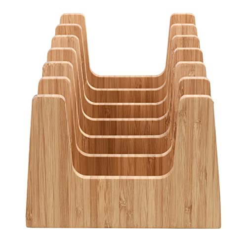 Mobilevision Bamboo Pot Lid Holder Organizer For Storage In Cabinets Or Kitchen Countertops, 6 Sections #TOP7
