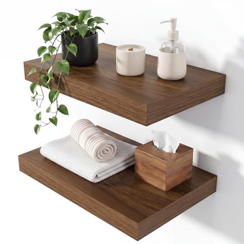 Heimlove Floating Shelves 15.7" W x 10.3" D Walnut Set of 2