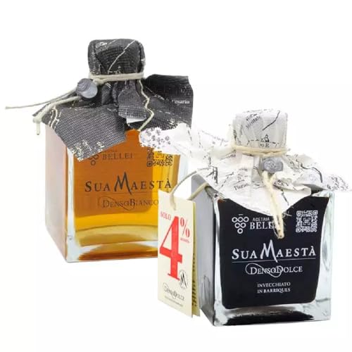 Dúo Aderezos Sua Maestà Acetaia Bellei: Denso Blanco y Denso Dolce con Vinagre Balsámico de Modena IGP 250 ml x 2