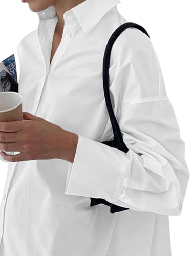 LYANER Women's Casual Shirt Dress Collar V Neck Button Down Loose Long Sleeve Mini Dresses3