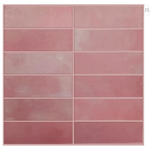 Image of WoStick 3D Stick on Tiles 10 Sheets, Vintage Pink Self Adhesive Wall Tiles Full Size Tile Stickers, Peel and Stick Tile Splashback for Kitchen Bathroom(30.5x30.5cm)