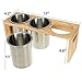 ZOOFOX 3 Pack Silverware Holder, Stainless Steel Utensil Organizer with Wood Base, Flatware Caddy for Spoons, Knives and Forks, Great for Kitchen Table, Cabinet, Pantry