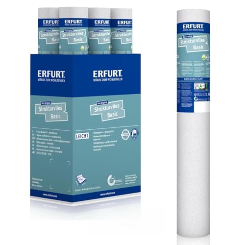 Erfurt Strukturvlies Basic 400 überstreichbare Vliestapete weiß mit Struktur 6 Rollen 10,05 x 0,53m