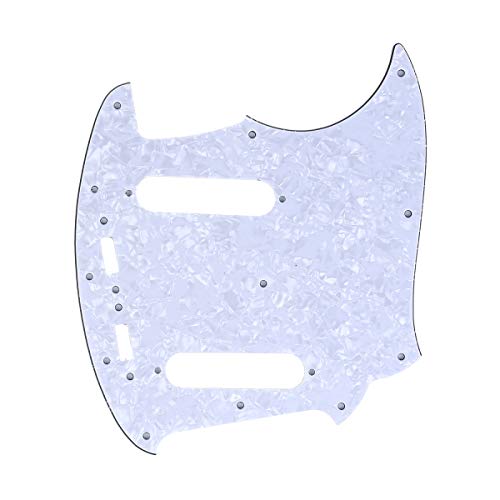 Musiclily Pro 12-Hole Guitar Pickguard for JPN Fender Japan Mustang, 4Ply White Pearl