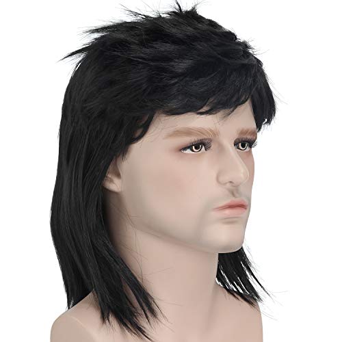 Acecharming Black Mullet wigs,70s 80s Rocking Dube Wig Punk Rocker...