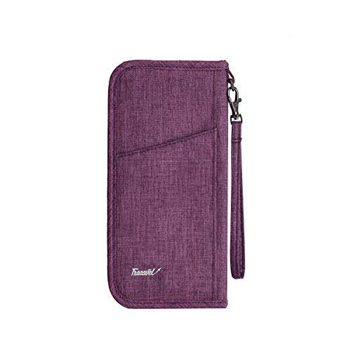 Jiuyue Cartera Multifuncional para Tarjetas De Crédito, Soporte para Pasaporte para Billetes De Viaje Al Extranjero, Bolsa Impermeable Multifuncional para Documentos, Cartera De Viaje Móvil -A