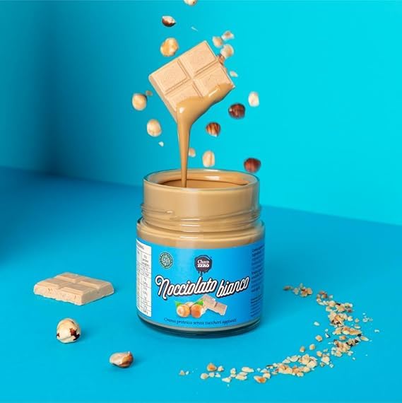 Choco Zero – Crema Proteica Crema Spalmabile Senza Zuccheri Aggiunti, Senza Glutine, Senza Lattosio, Vegano Vasetto da 200 g (3 Pezzi, Nocciolato Bianco)