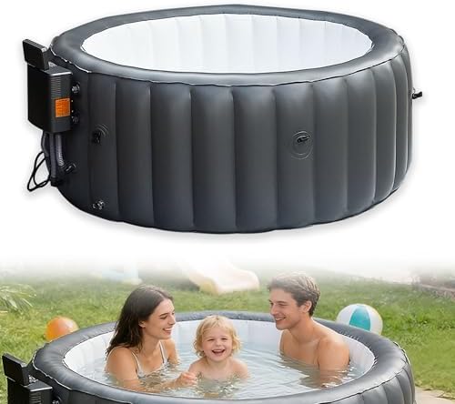 Inflatable Hot Tub 2-3 Person with 130 Jets & LED Lights, PVC Construction Hot Tub with One-Click Inflation, Portable Outdoor Hot Tub with Heats to 104°F for Home Spa 71″