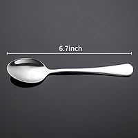 Vista 2 de Briout Teaspoons, 16 Piece Spoons Silverware, 6.7 Inches Premium Food Grade Stainless Steel Tea Spoon, Kitchen Dessert Spoons Set, Mirror Finish