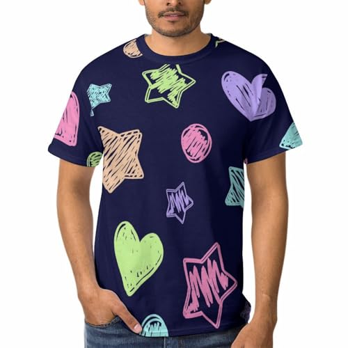 T-Shirts à Col Rond pour Homme avec Motif Coeurs et Points Confectionné en Tissu Doux Premium