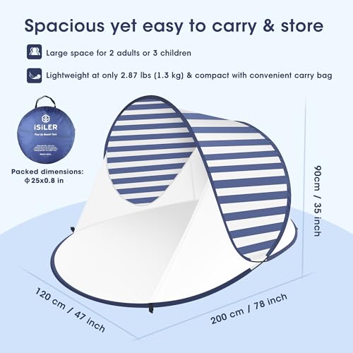 Isiler SWY-S002 Pop Up Beach Tent, Portable Outdoor Beach Shade Tent, Upf 50+ Baby Beach Shelter thumb #4