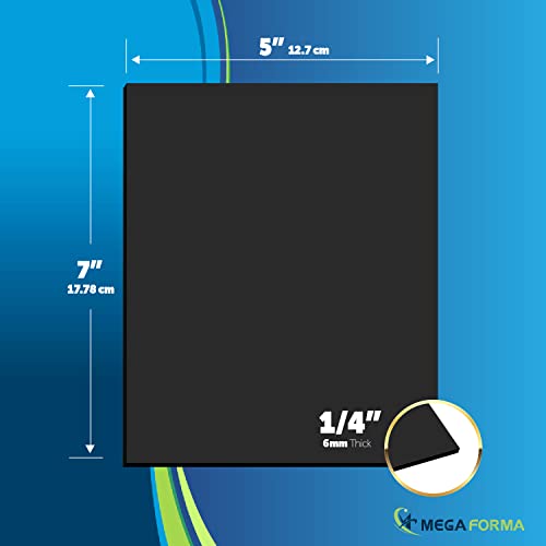 Image of Mega Format Expanded PVC Plastic Sheets - 5 inch X 7 inch Rigid Black Sheet for Crafts, Signage, & Displays - Sintra, Celtec PVC Board - Waterproof for Outdoors Use - 1 /4 inch 6mm Thick - 1-Pk-Black