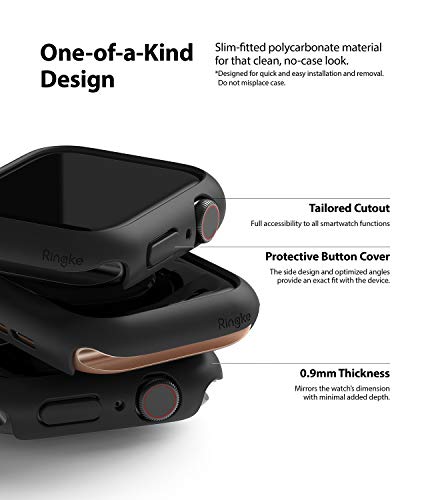 Image of Ringke Slim Case Compatible with Apple Watch Series 6 /5 / 4 / SE 44mm (2 Pack) - Clear & Matte Black